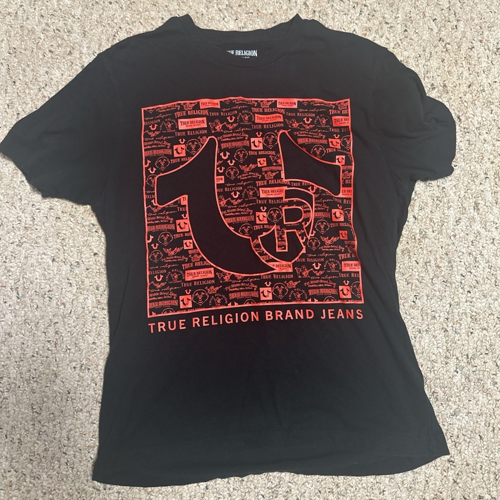 True Religion Black Tee with Red Graphic